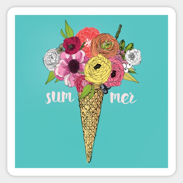 Ice Cream Floral Sticker by EveFarb